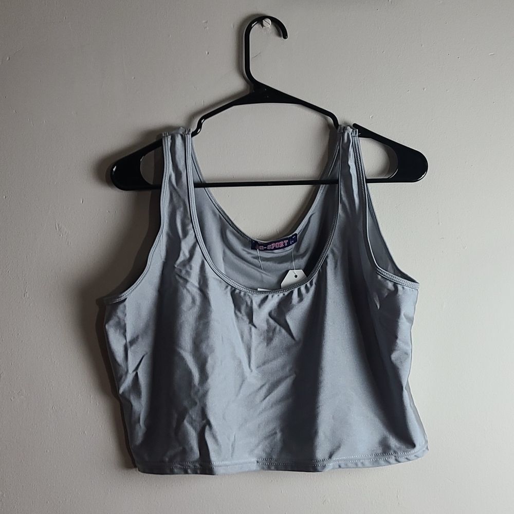 AQ Sport Grey Neon Crop Top Size 2X